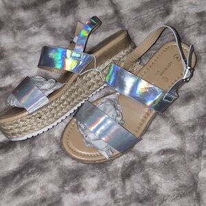 Adrienne Vittadini Iridescent Platform Sandals